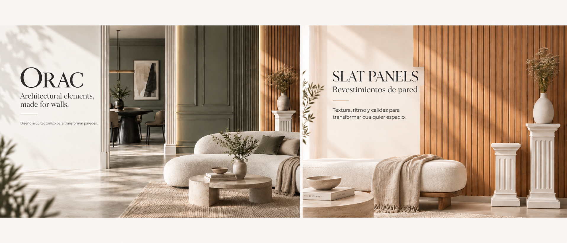 banner revestimientos pared Orac y Slat Panels